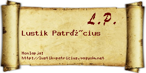 Lustik Patrícius névjegykártya